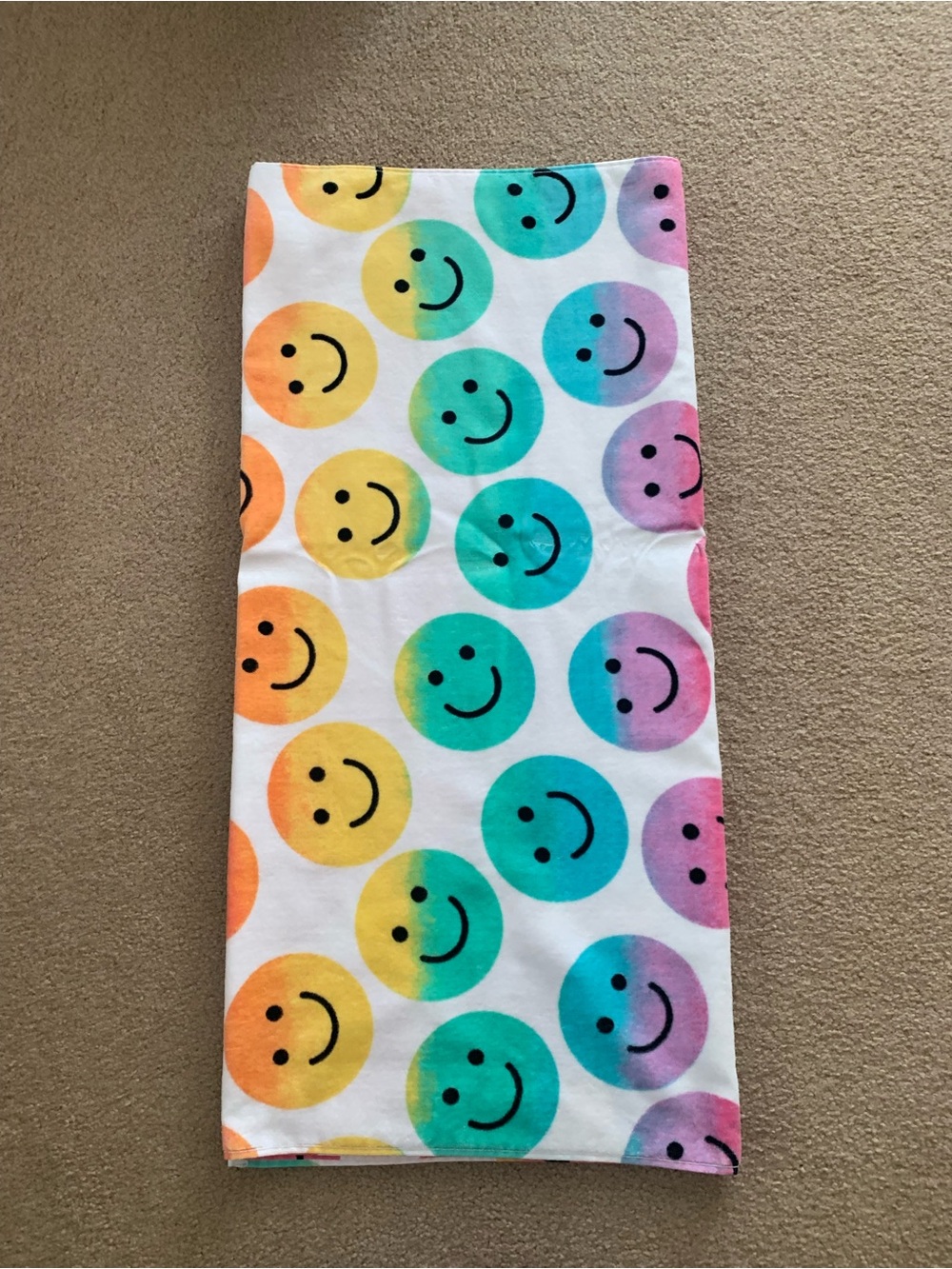 Rainbow Smiley Face Beach Towel
